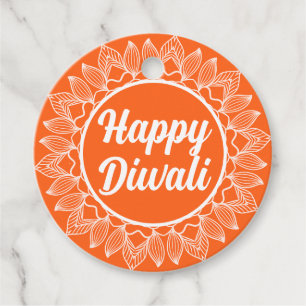 Happy Diwali Orange Rangoli Greeting Tag