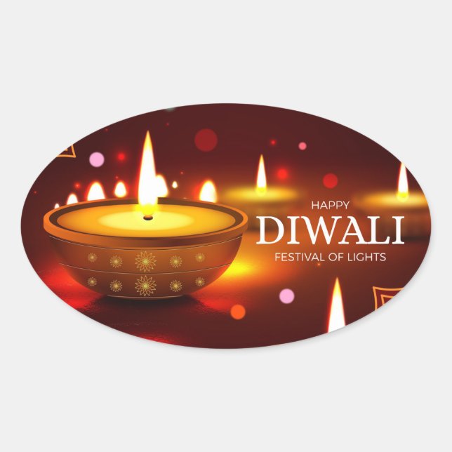 Happy Diwali Oval Sticker (Front)