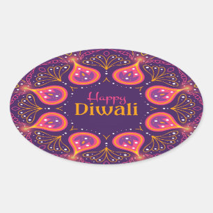 Happy Diwali   Oval Sticker