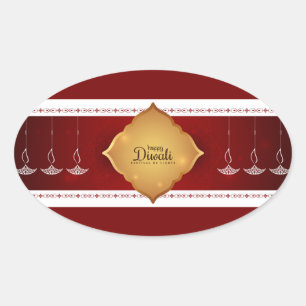 Happy Diwali    Oval Sticker