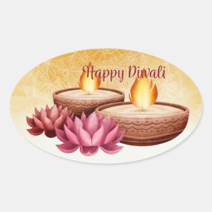 Happy Diwali  Oval Sticker