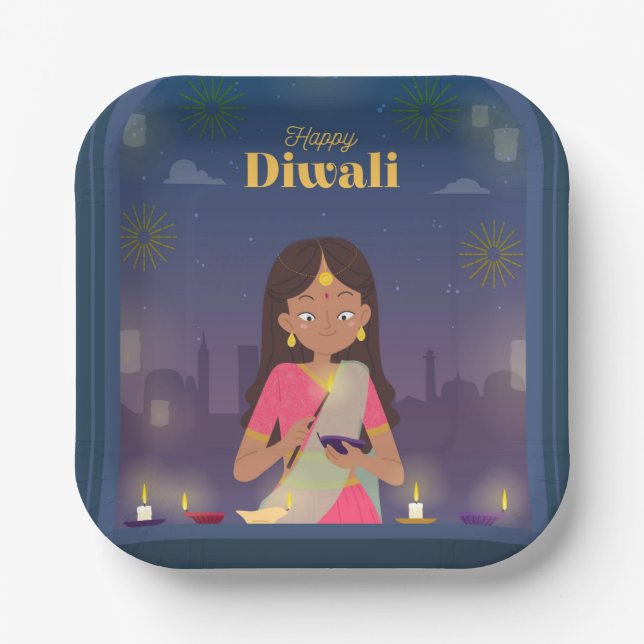 Happy Diwali Paper Plate (Front)