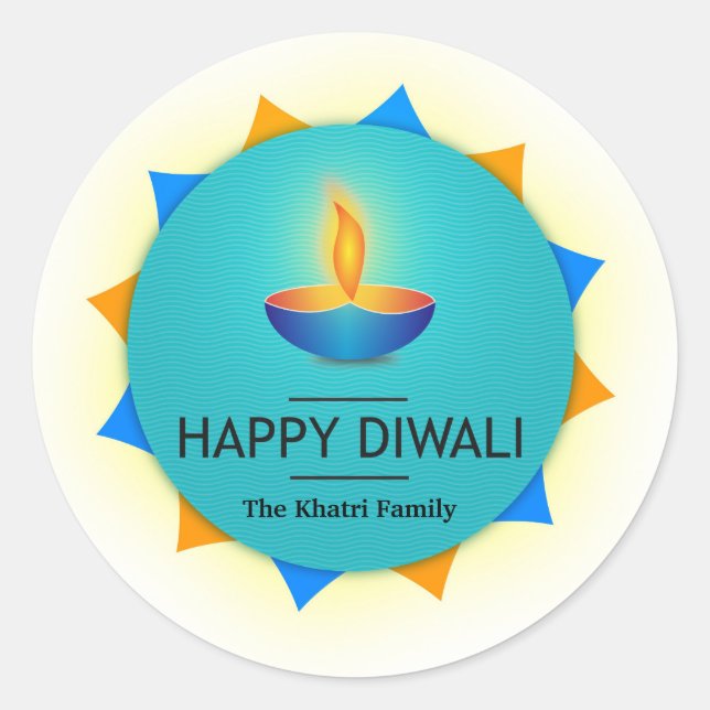 Happy Diwali Personalized Classic Round Sticker (Front)