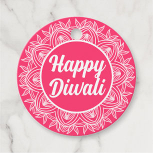 Happy Diwali Pink Rangoli Greeting Tag