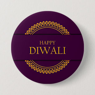 Happy Diwali Purple Gold Elegant Modern 3 Inch Round Button
