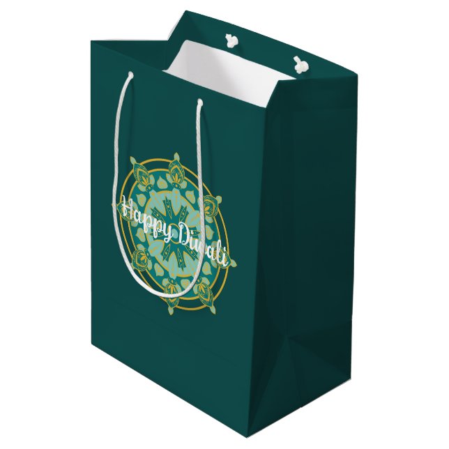 Happy Diwali Rangoli  Medium Gift Bag (Back Angled)