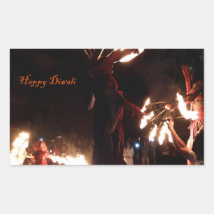 Happy Diwali Rectangle Stickers, Glossy Sticker