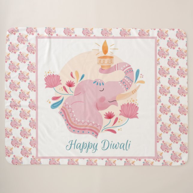 Happy Diwali Sherpa Blanket (Front (Horizontal))