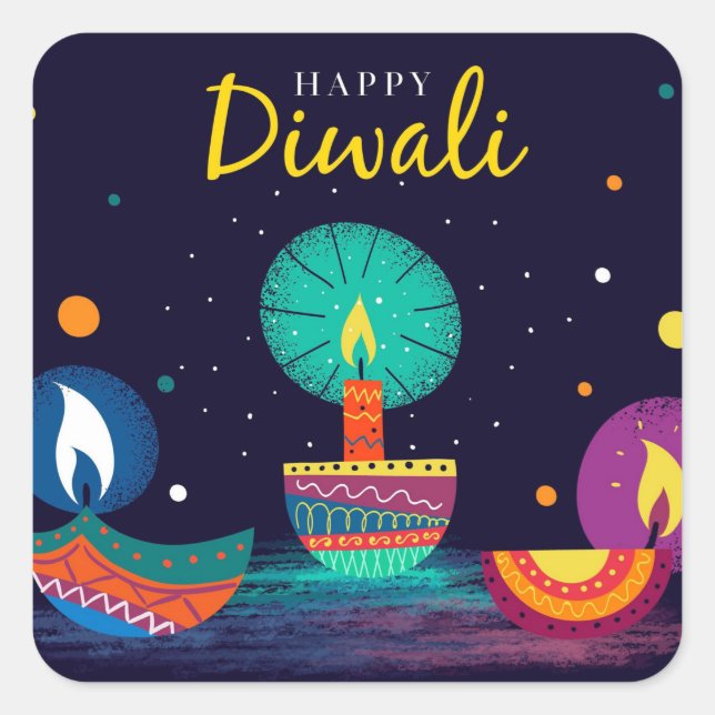 Happy Diwali Sticker Carré (Devant)