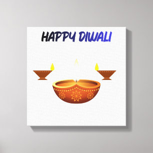 Happy Diwali Traditional Oil Lamp Festival of Ligh Canvas Print