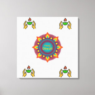 Happy Diwali Traditional Oil Lamp Festival of Ligh Canvas Print
