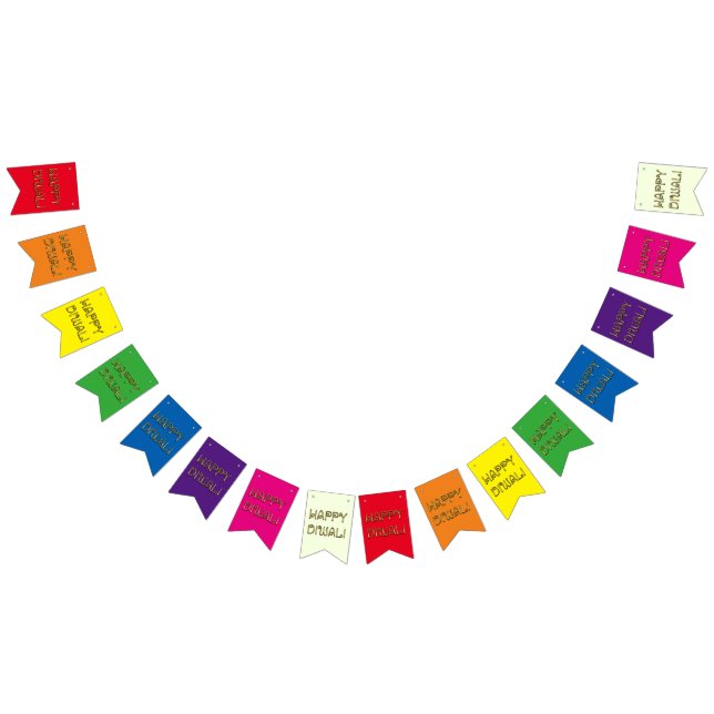 Happy Diwali Typography Colourful Rainbow Bunting Bunting Flags (All)