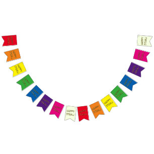 Happy Diwali Typography Colourful Rainbow Bunting Flags