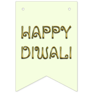 Happy Diwali Typography Gold Elegant Party Bunting Bunting Flags