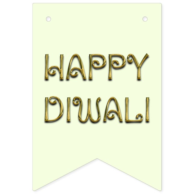 Happy Diwali Typography Gold Elegant Party Bunting Bunting Flags (First Flag)