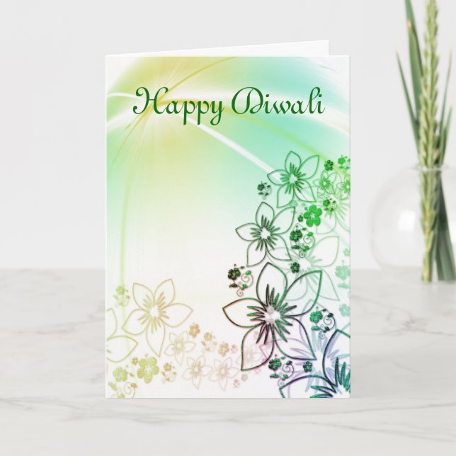 Happy Diwali with flowers custom text Card (Front)