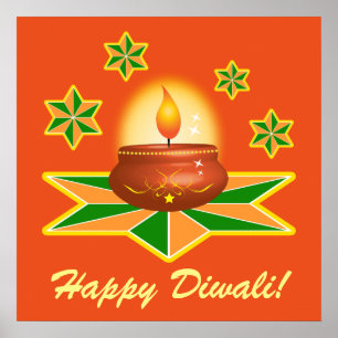 Happy Diwali with Lantern Poster
