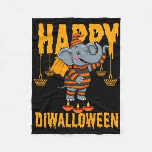 Happy Diwalihalloween Halloween Diwali  Fleece Blanket