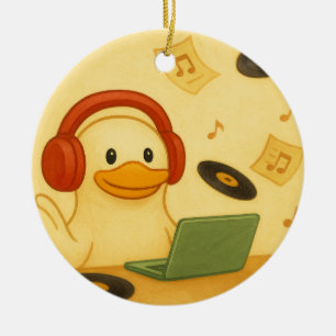 Happy DJ Ceramic Ornament