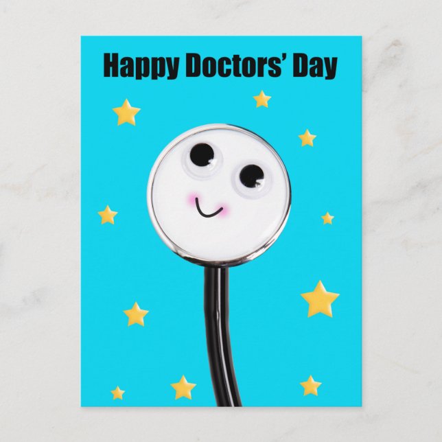 	Happy Doctors Day Cute Stethoscope With Stars  Ho Holiday Postcard (Front)