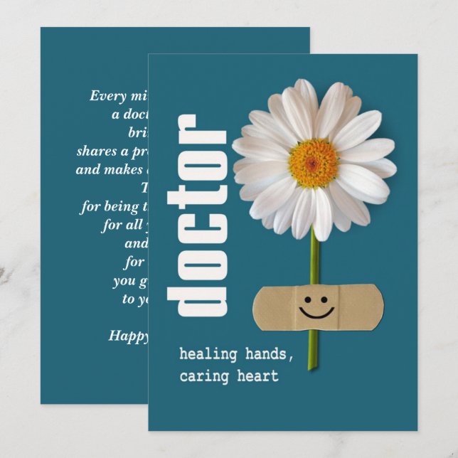 Happy Doctors' Day. Smiling Daisy Custom Flat Card (Front/Back)