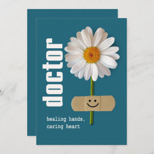 Happy Doctors' Day. Smiling Daisy Custom Flat Card
