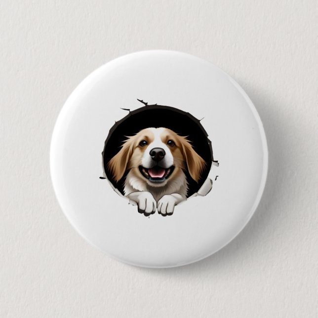 Happy dog   2 inch round button (Front)