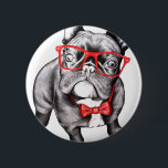Happy Dog 2 Inch Round Button<br><div class="desc">The coolest French Bulldog around!</div>