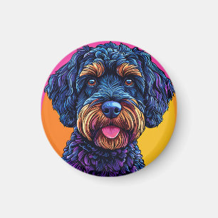 Happy Dog Against Colourful Background Magnet