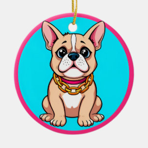 Happy Dog Cartoon Illustration Ceramic Ornament