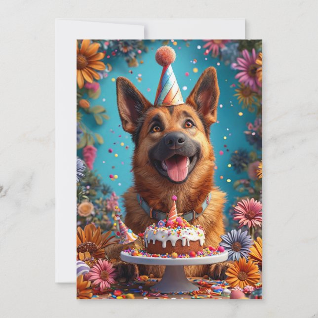 Happy Dog Celebrating Birthday Invitation (Front)