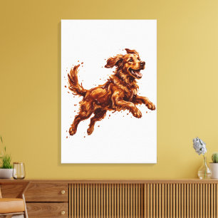 Happy Dog Chocolate Splash – Funny Chocolate Art Canvas Print