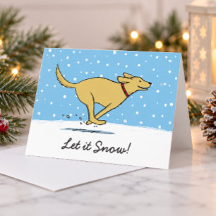 Happy Dog Christmas   Let it Snow   Cute Xmas Holiday Card