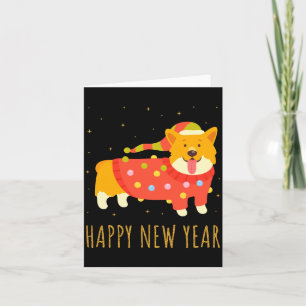 Happy Dog Corgi Celebrating New Year Cozy Christma Card