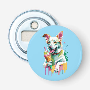 Happy Dog eating an ice-cream Bottle Opener