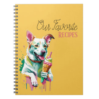 Happy Dog eating an ice-cream Notebook