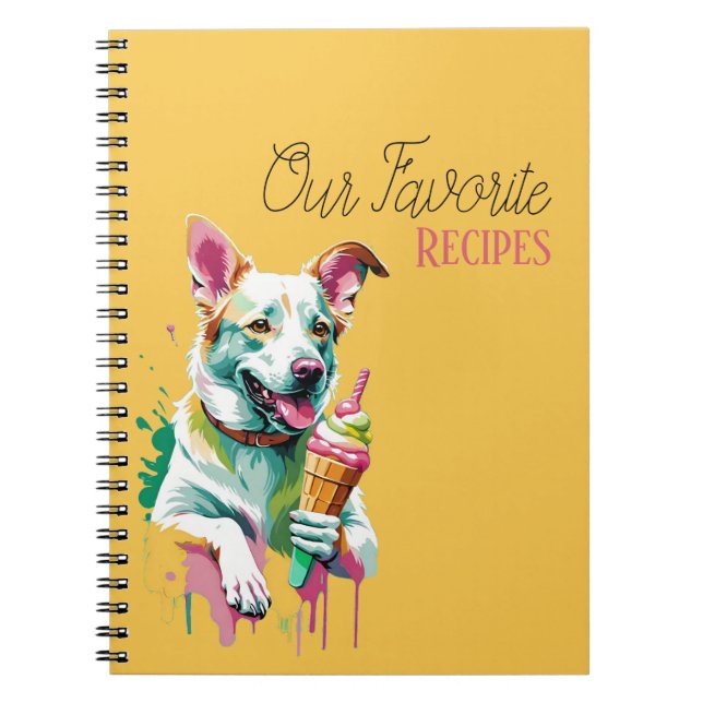 Happy Dog eating an ice-cream Notebook (Front)