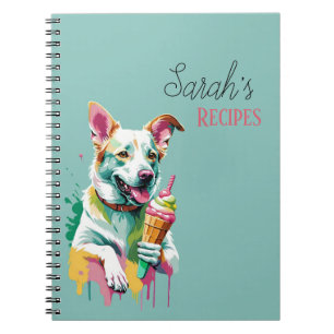 Happy Dog eating an ice-cream Notebook