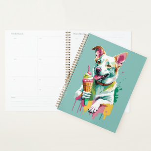Happy Dog eating an ice-cream Planner