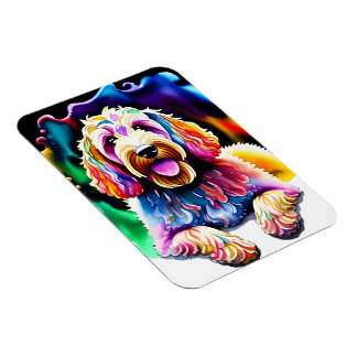Happy Dog Goldendoodle Watercolor Design Magnet
