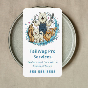 Happy Dog Grooming Boutique Cute Pet Care Services Business Card