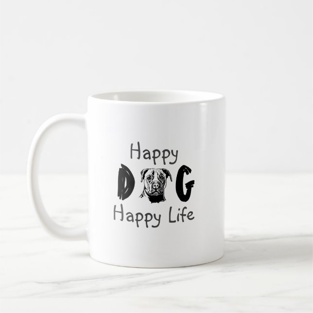 Happy Dog Happy Life Coffee Mug (Left)