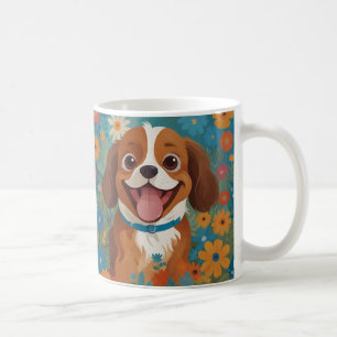 Happy Dog in a Field of Flowers Mug