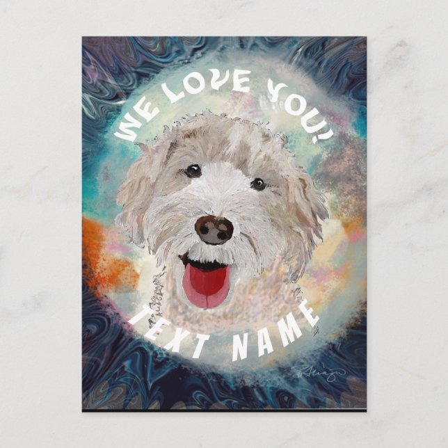 Happy Dog, Labradoodle Smiling Postcard (Front)