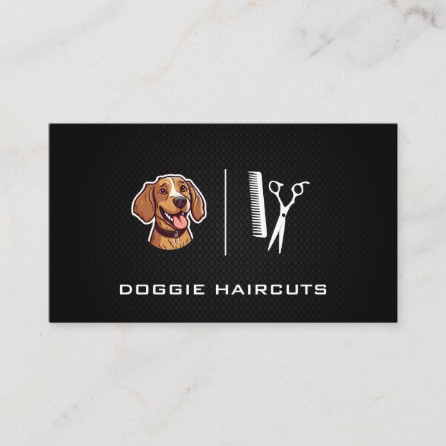 Happy Dog Logo | Groomer Tools Business Card (Front)