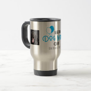 Happy Dog Mom’s Day with Blue Balloons & Puppies Travel Mug