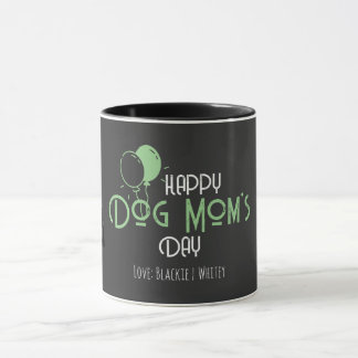 Happy Dog Mom’s Day with Green Balloons & Puppies Mug
