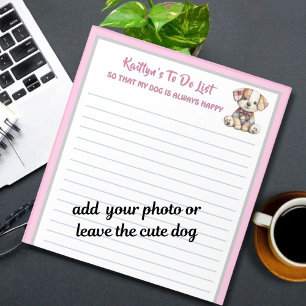 Happy Dog or Photo Personalized Planner To Do Notepad