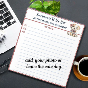 Happy Dog or Photo Personalized To Do Planner Notepad