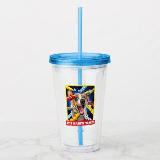 Happy Dog Party Blowers Acrylic Tumbler